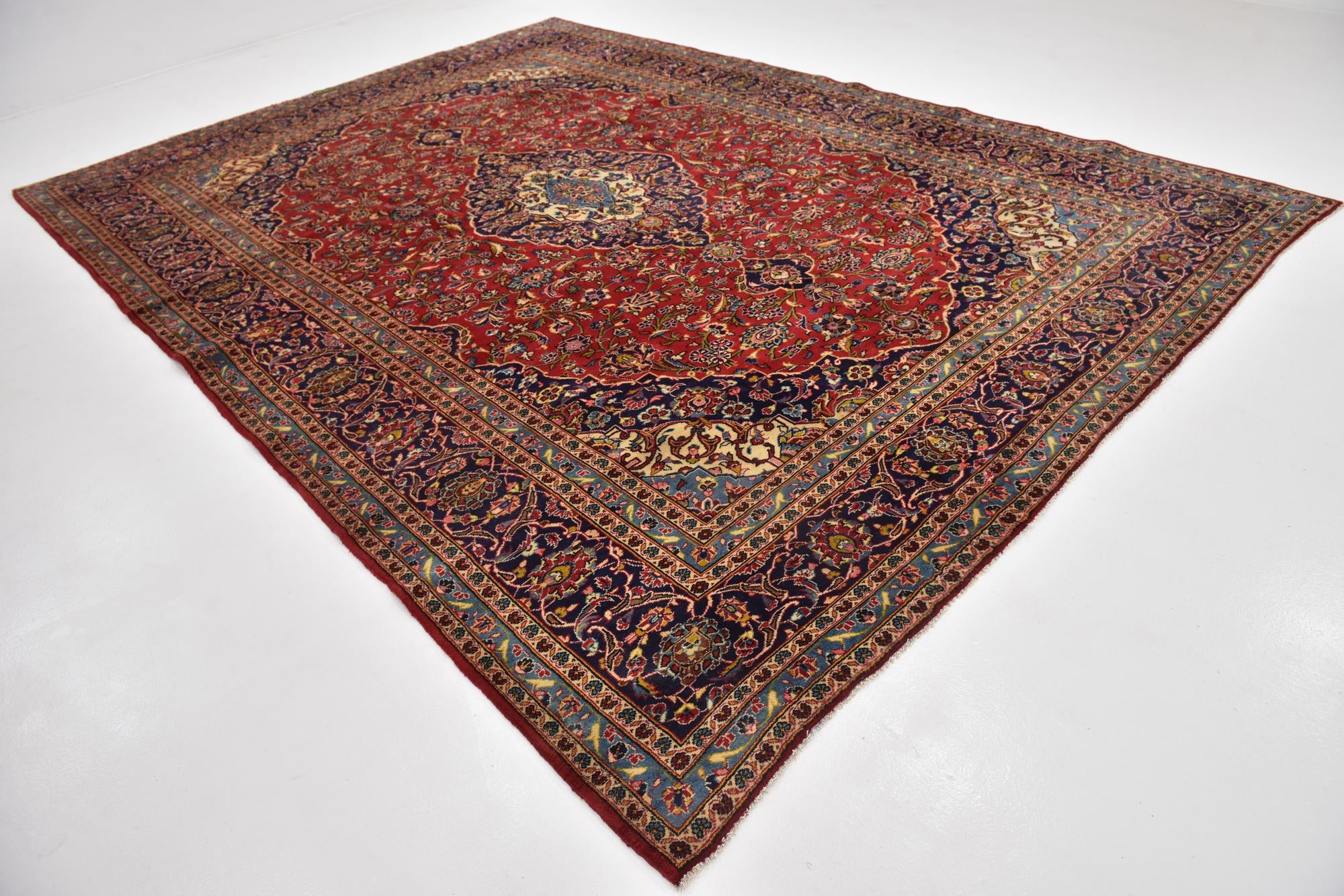 290cm x 405cm Hand Knotted Kashan Persian Wool Rug