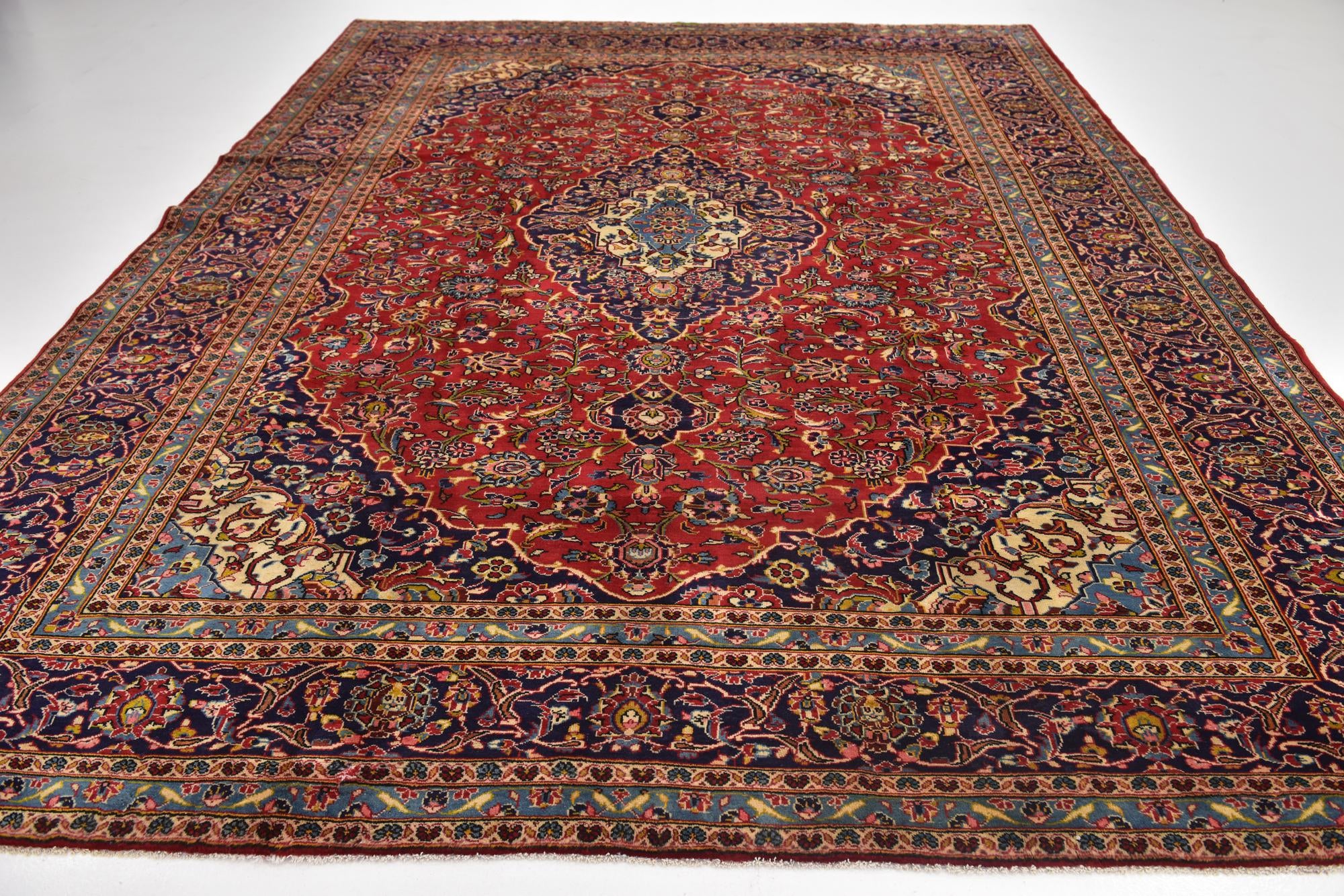290cm x 405cm Hand Knotted Kashan Persian Wool Rug