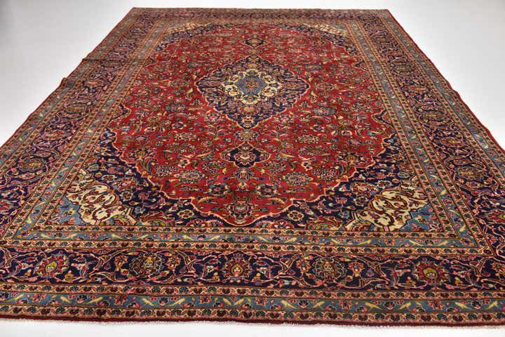 290cm x 405cm Hand Knotted Kashan Persian Wool Rug