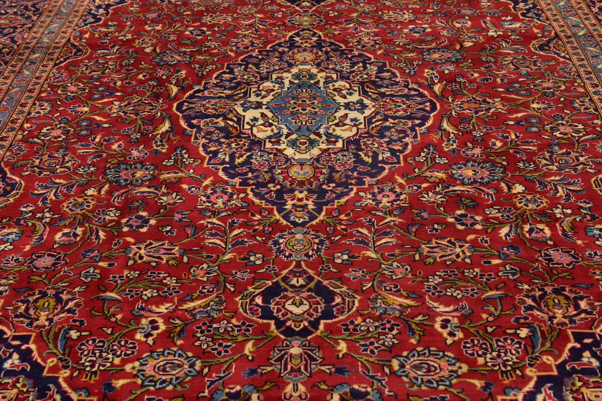 290cm x 405cm Hand Knotted Kashan Persian Wool Rug