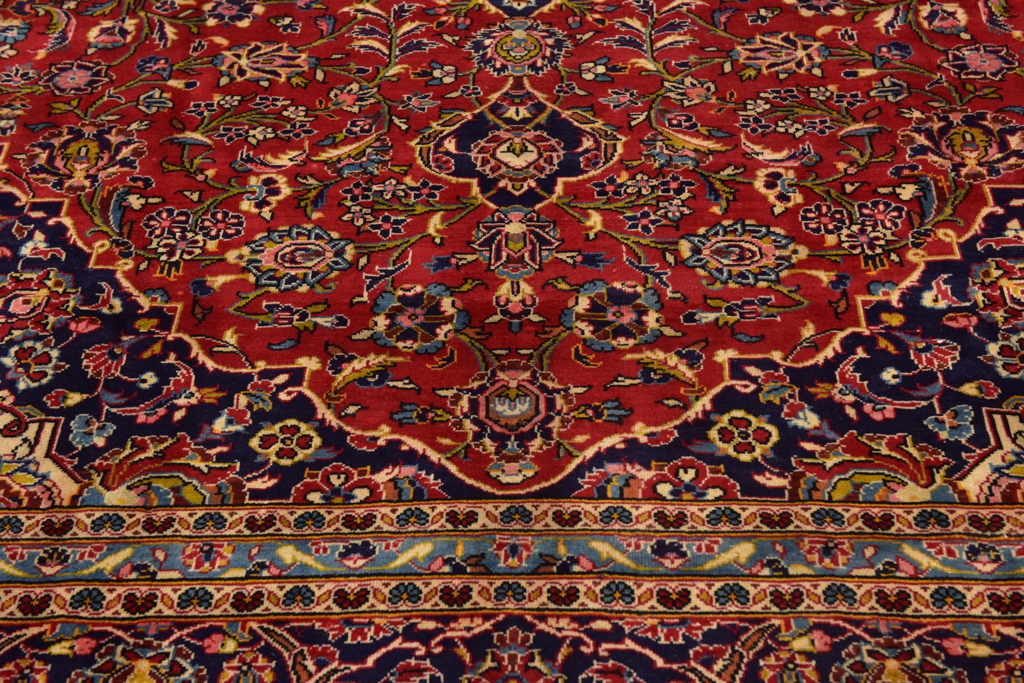 290cm x 405cm Hand Knotted Kashan Persian Wool Rug