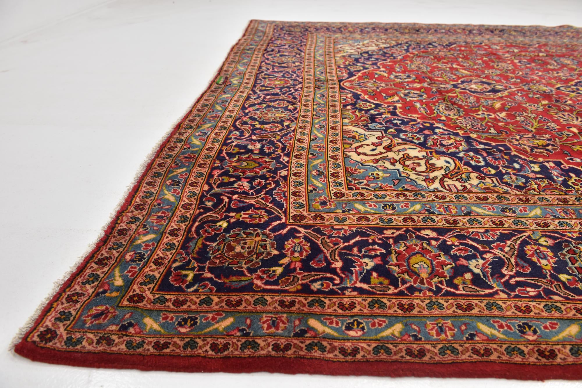 290cm x 405cm Hand Knotted Kashan Persian Wool Rug