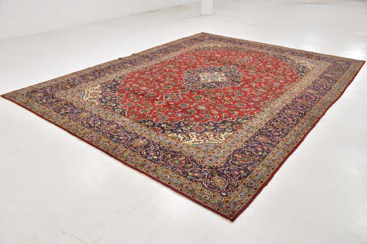 9' 9 x 13' Hand Knotted Kashan Persian Wool Rug