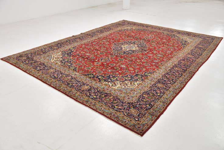 Detail image of 9' 9 x 13' Hand Knotted Kashan Persian Wool Rug
