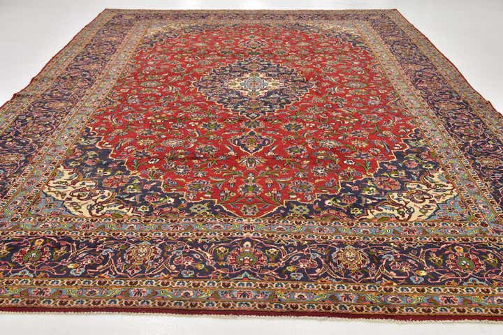 9' 9 x 13' Hand Knotted Kashan Persian Wool Rug
