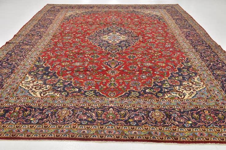 Detail image of 9' 9 x 13' Hand Knotted Kashan Persian Wool Rug