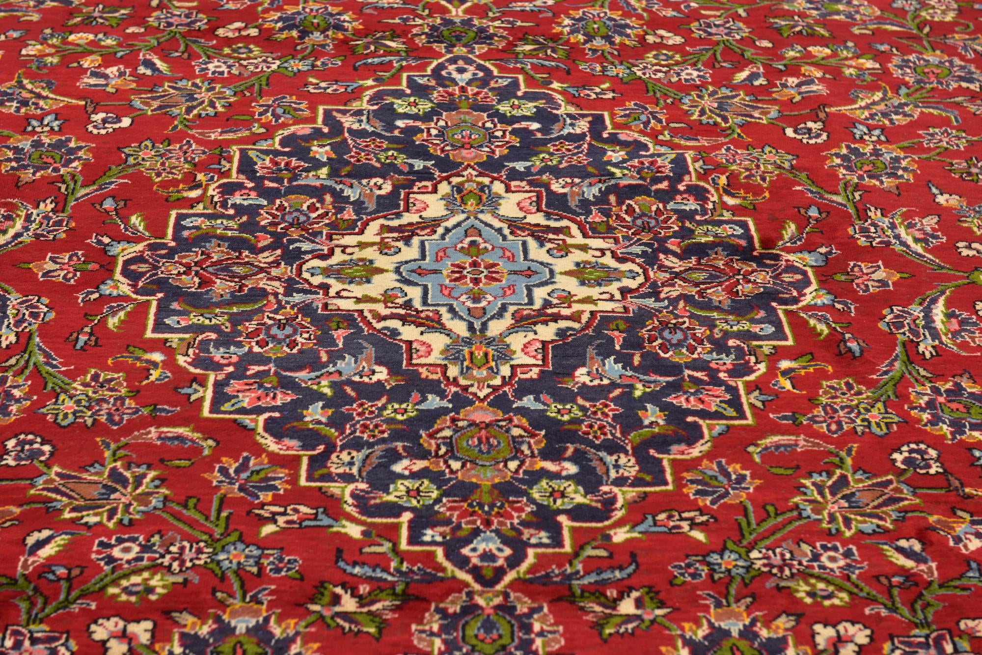 9' 9 x 13' Hand Knotted Kashan Persian Wool Rug