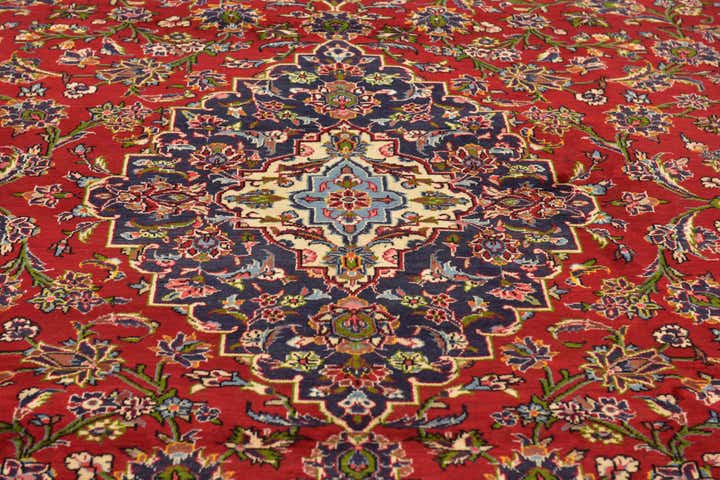 9' 9 x 13' Hand Knotted Kashan Persian Wool Rug