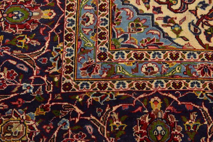 9' 9 x 13' Hand Knotted Kashan Persian Wool Rug