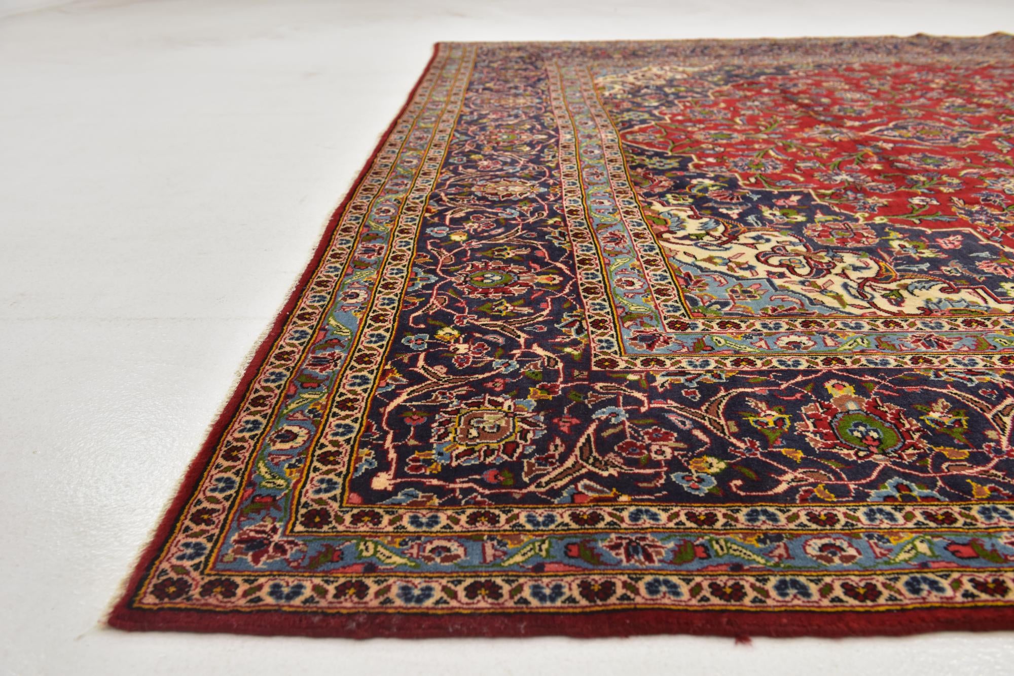 9' 9 x 13' Hand Knotted Kashan Persian Wool Rug