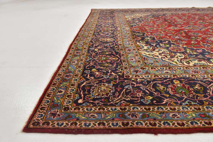 9' 9 x 13' Hand Knotted Kashan Persian Wool Rug