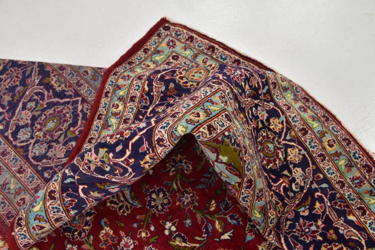 Detail image of 9' 8 x 13' Hand Knotted Kashan Persian Wool Rug