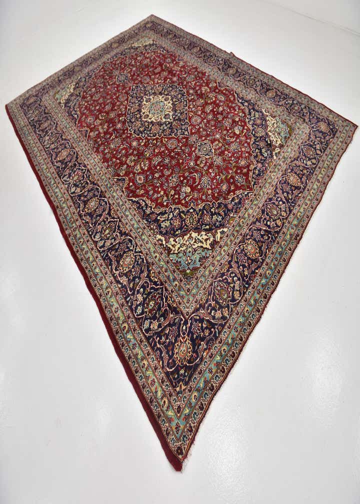 9' 8 x 13' Hand Knotted Kashan Persian Wool Rug