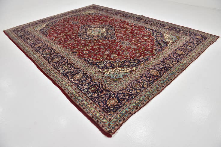 Detail image of 9' 8 x 13' Hand Knotted Kashan Persian Wool Rug