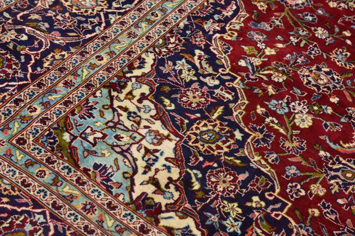 9' 8 x 13' Hand Knotted Kashan Persian Wool Rug