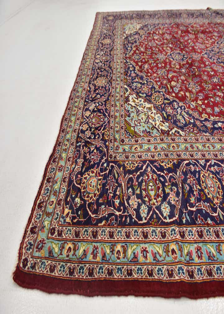9' 8 x 13' Hand Knotted Kashan Persian Wool Rug