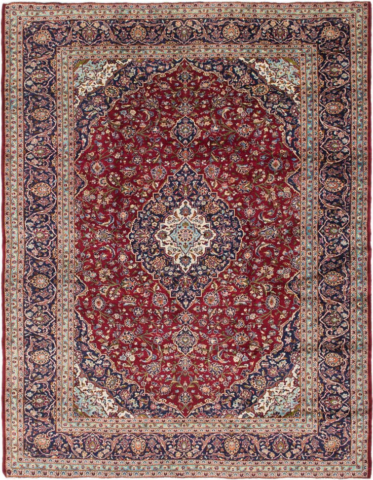 Detail image of 9' 8 x 13' Hand Knotted Kashan Persian Wool Rug