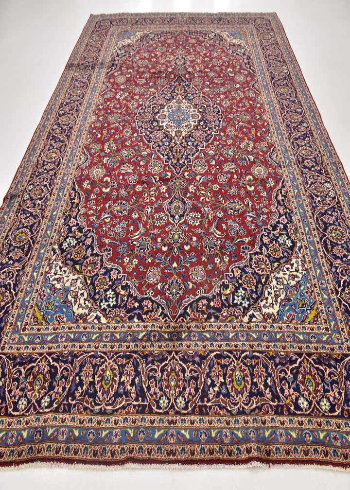 9' 9 x 12' 7 Hand Knotted Kashan Persian Wool Rug