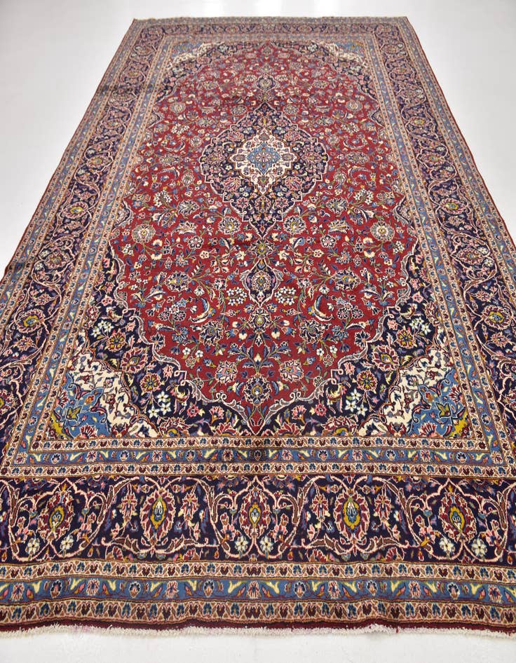Detail image of 9' 9 x 12' 7 Hand Knotted Kashan Persian Wool Rug