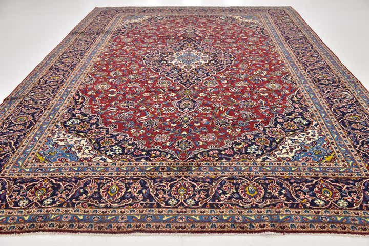9' 9 x 12' 7 Hand Knotted Kashan Persian Wool Rug