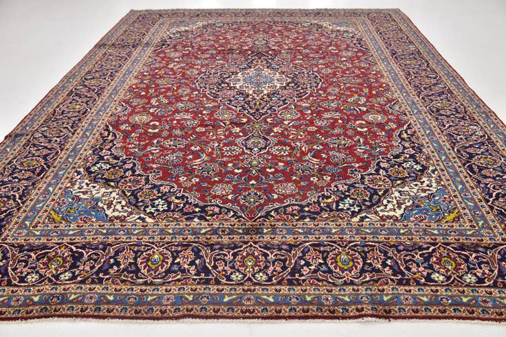 Detail image of 9' 9 x 12' 7 Hand Knotted Kashan Persian Wool Rug