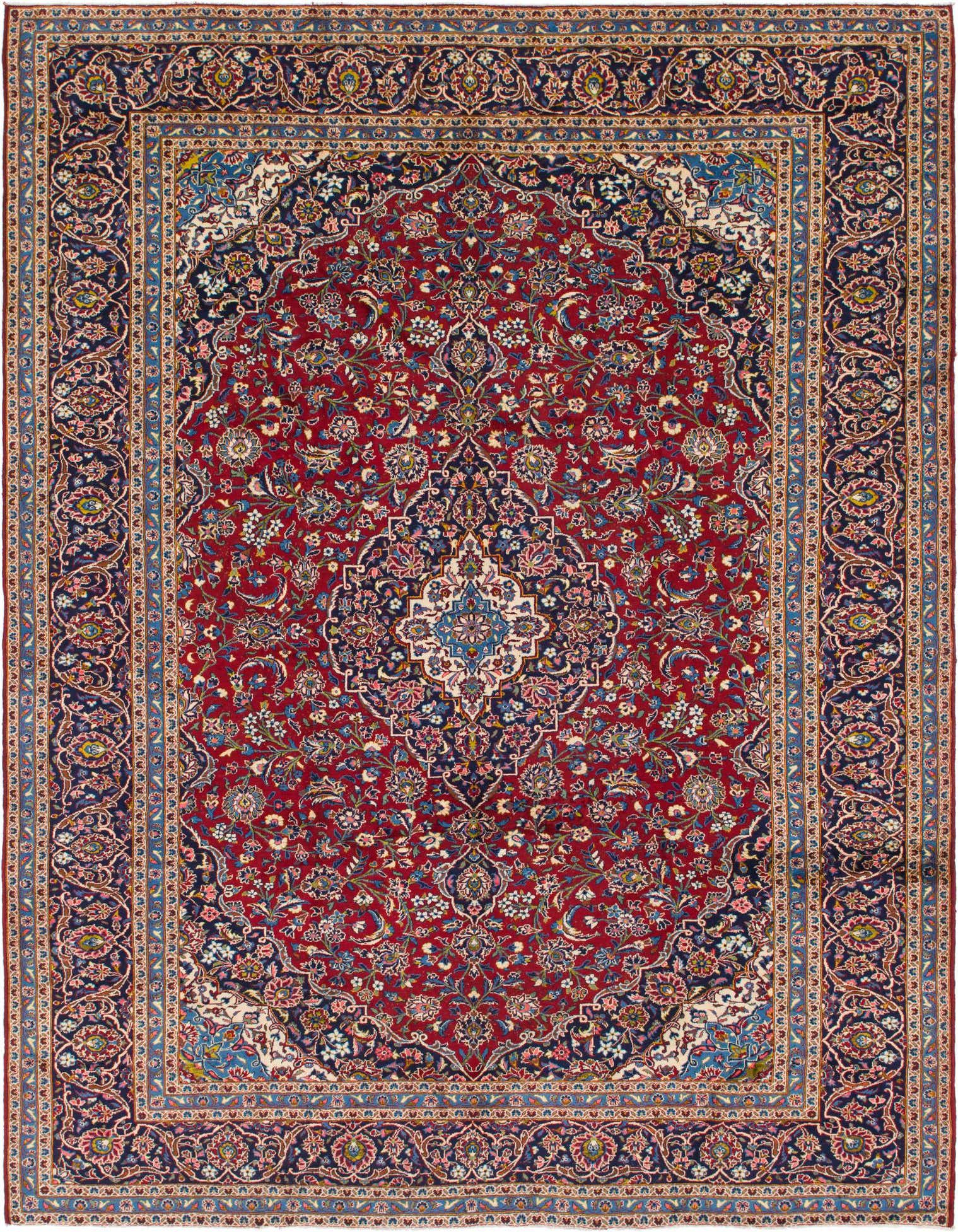 9' 9 x 12' 7 Hand Knotted Kashan Persian Wool Rug