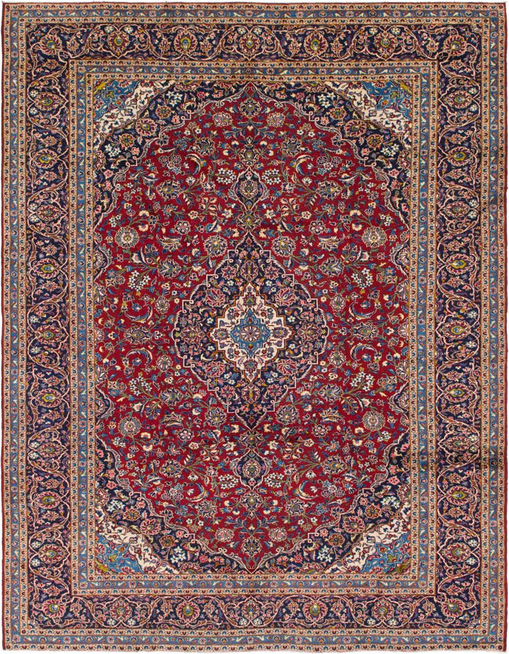 Detail image of 9' 9 x 12' 7 Hand Knotted Kashan Persian Wool Rug
