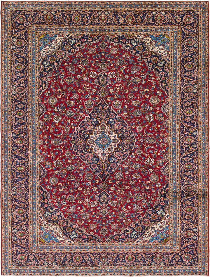 9' 9 x 12' 7 Hand Knotted Kashan Persian Wool Rug