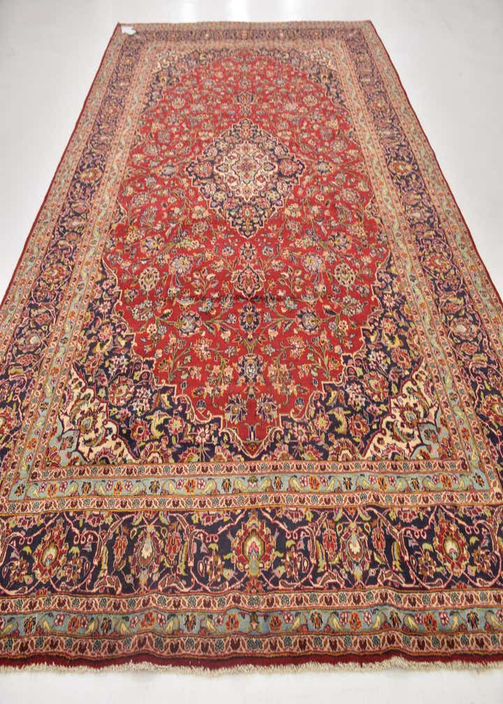 9' 10 x 13' 3 Hand Knotted Kashan Persian Wool Rug
