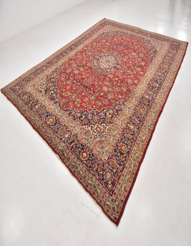 Detail image of 9' 10 x 13' 3 Hand Knotted Kashan Persian Wool Rug