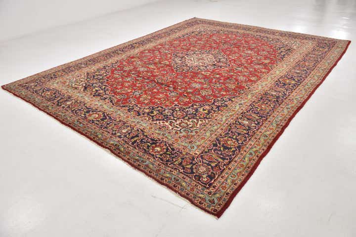 9' 10 x 13' 3 Hand Knotted Kashan Persian Wool Rug
