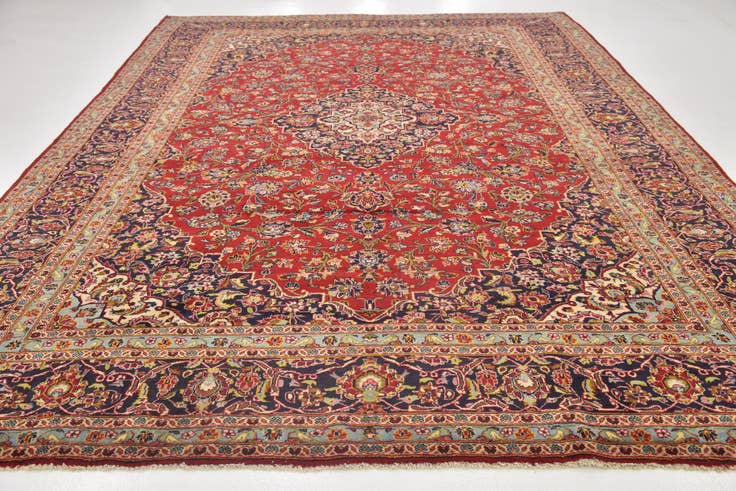 Detail image of 9' 10 x 13' 3 Hand Knotted Kashan Persian Wool Rug