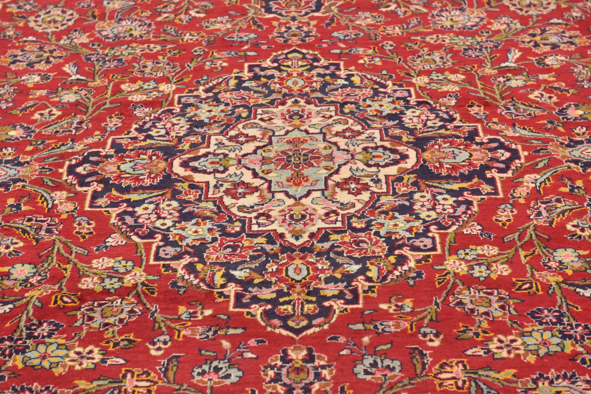 9' 10 x 13' 3 Hand Knotted Kashan Persian Wool Rug