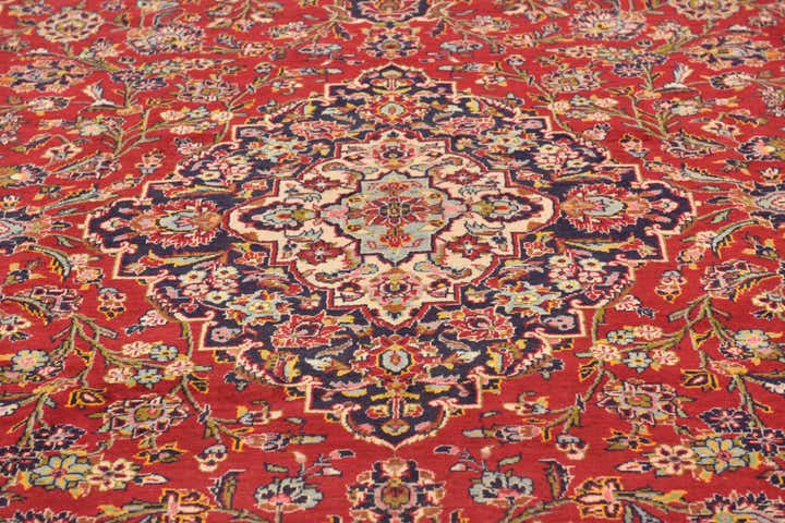 9' 10 x 13' 3 Hand Knotted Kashan Persian Wool Rug