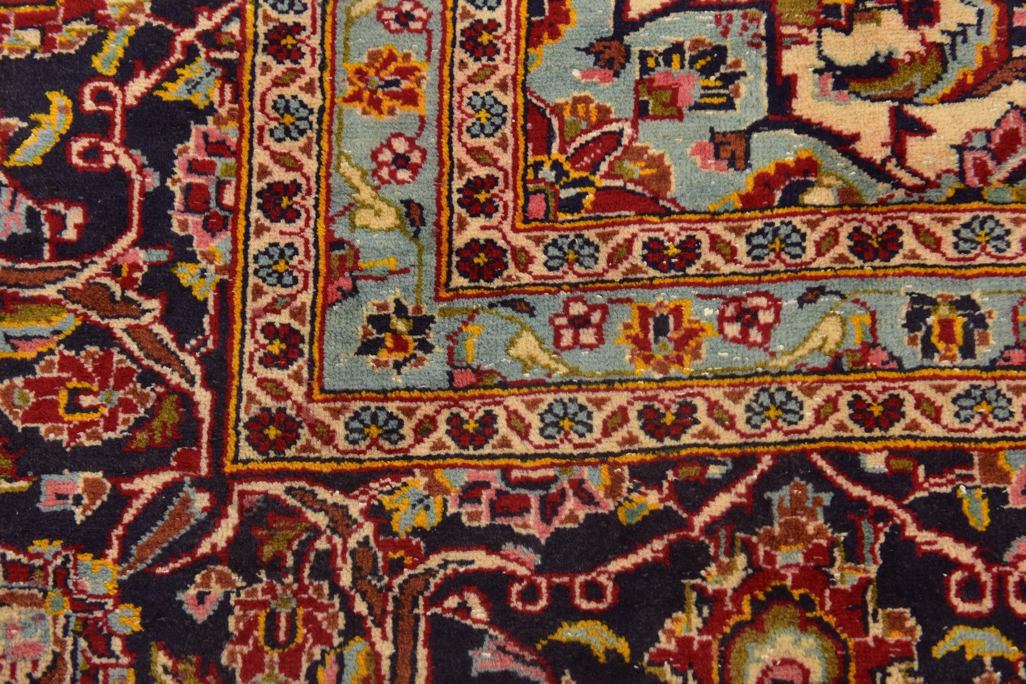9' 10 x 13' 3 Hand Knotted Kashan Persian Wool Rug