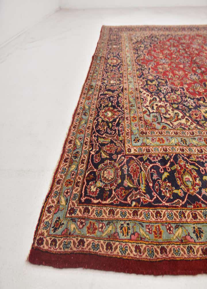 9' 10 x 13' 3 Hand Knotted Kashan Persian Wool Rug