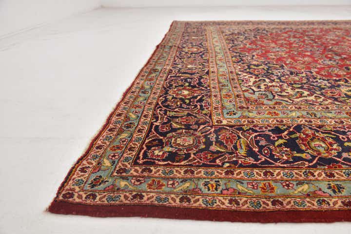 9' 10 x 13' 3 Hand Knotted Kashan Persian Wool Rug