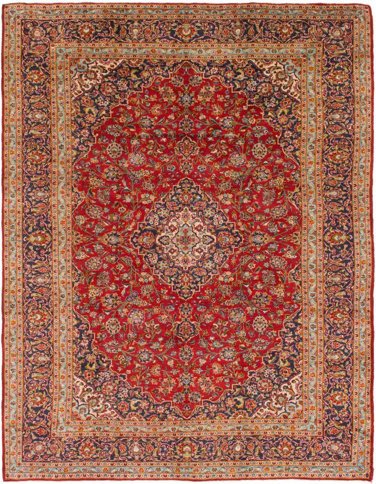 Detail image of 9' 10 x 13' 3 Hand Knotted Kashan Persian Wool Rug