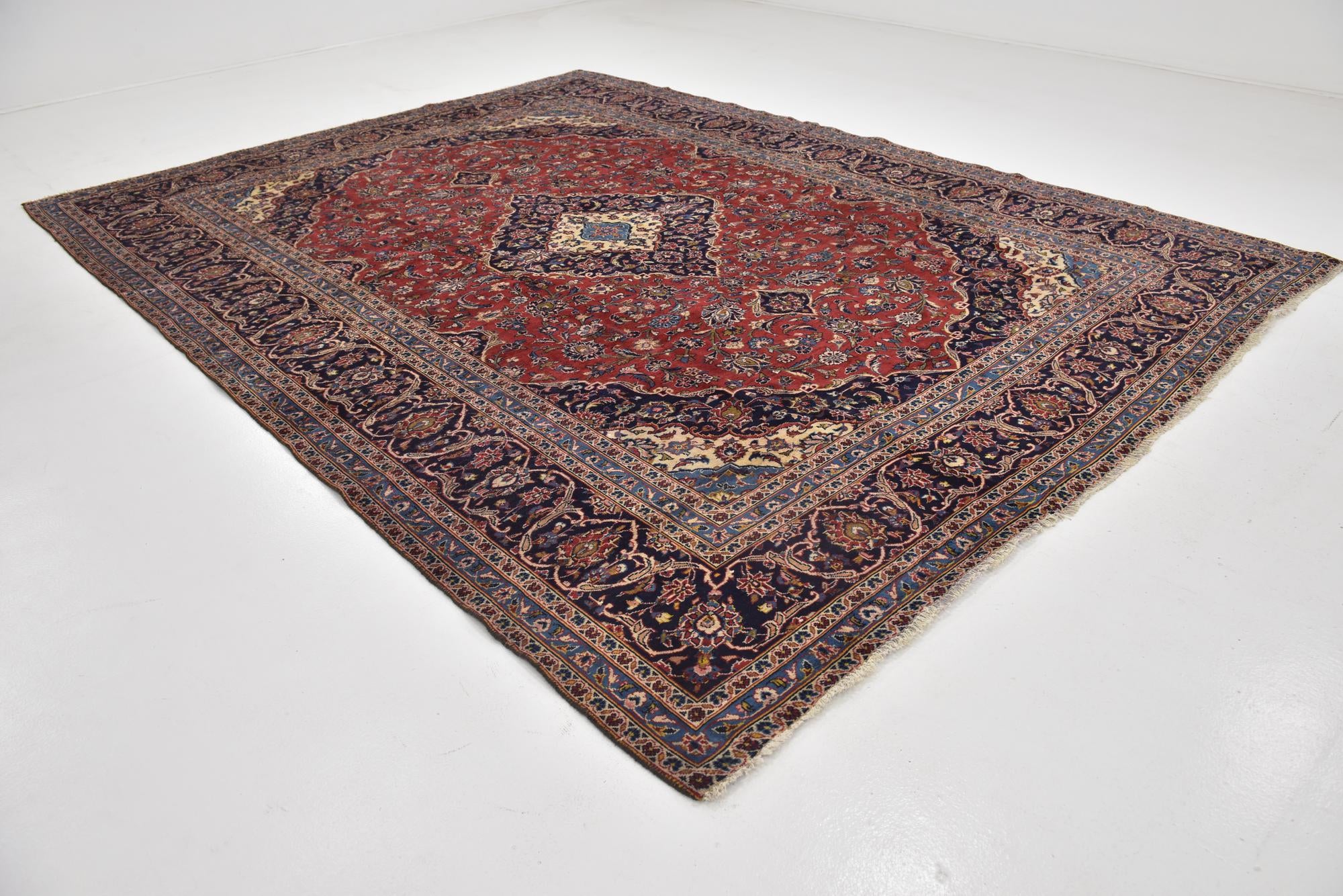 9' 6 x 12' 9 Hand Knotted Kashan Persian Wool Rug