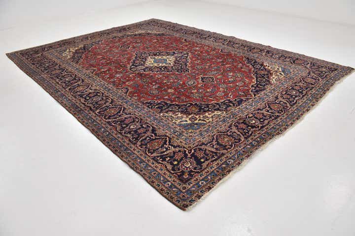 9' 6 x 12' 9 Hand Knotted Kashan Persian Wool Rug
