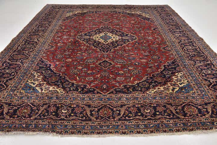 9' 6 x 12' 9 Hand Knotted Kashan Persian Wool Rug