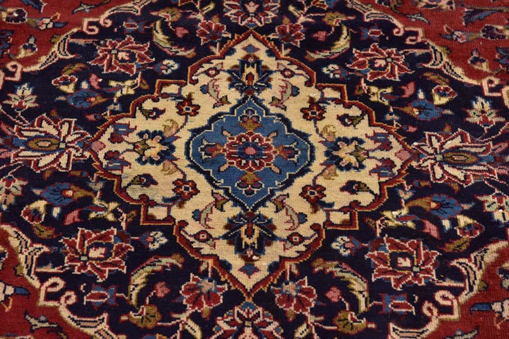 Detail image of 9' 6 x 12' 9 Hand Knotted Kashan Persian Wool Rug