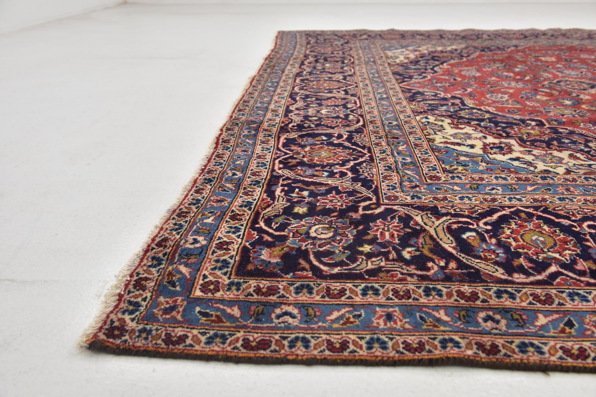 9' 6 x 12' 9 Hand Knotted Kashan Persian Wool Rug
