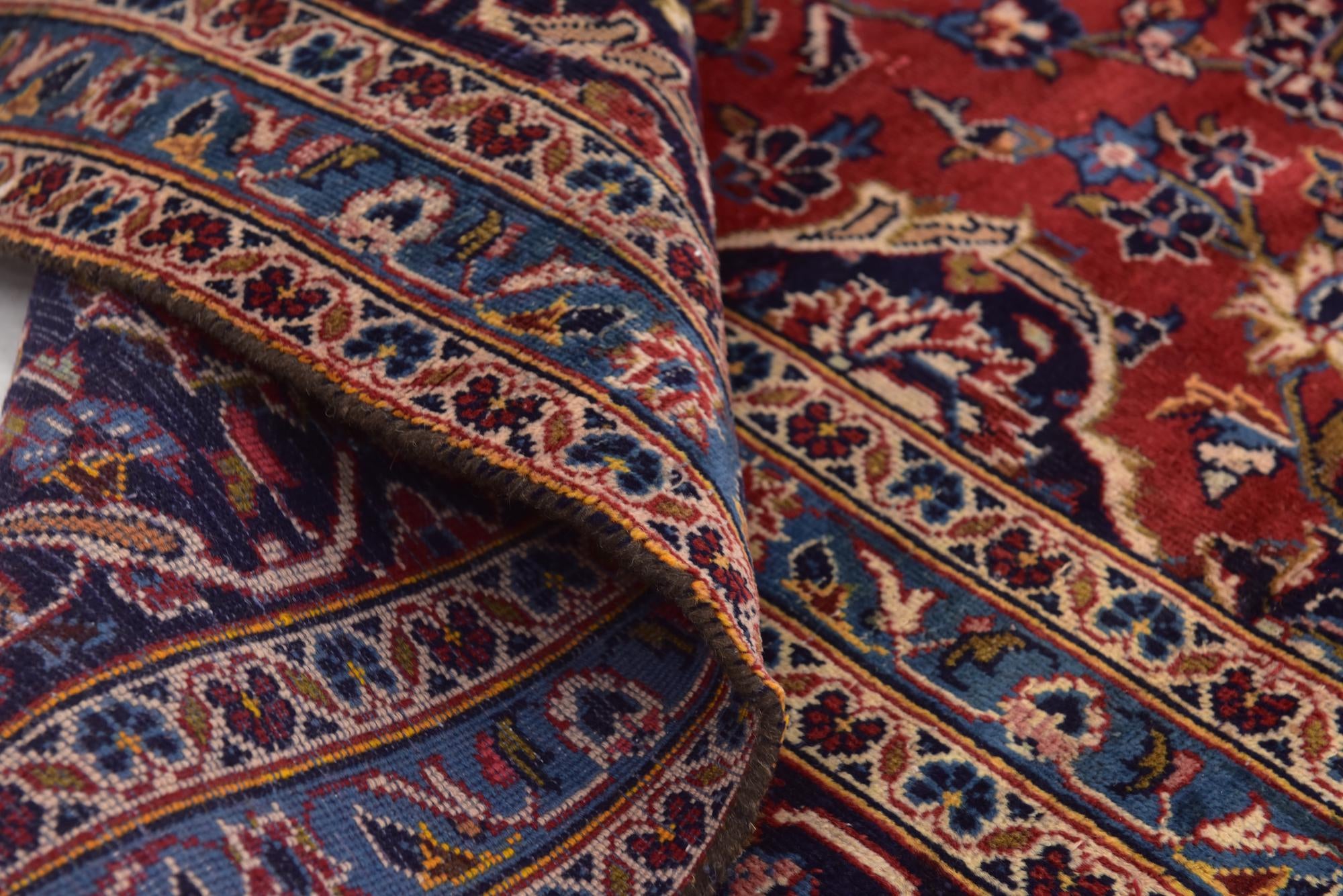 9' 6 x 12' 9 Hand Knotted Kashan Persian Wool Rug