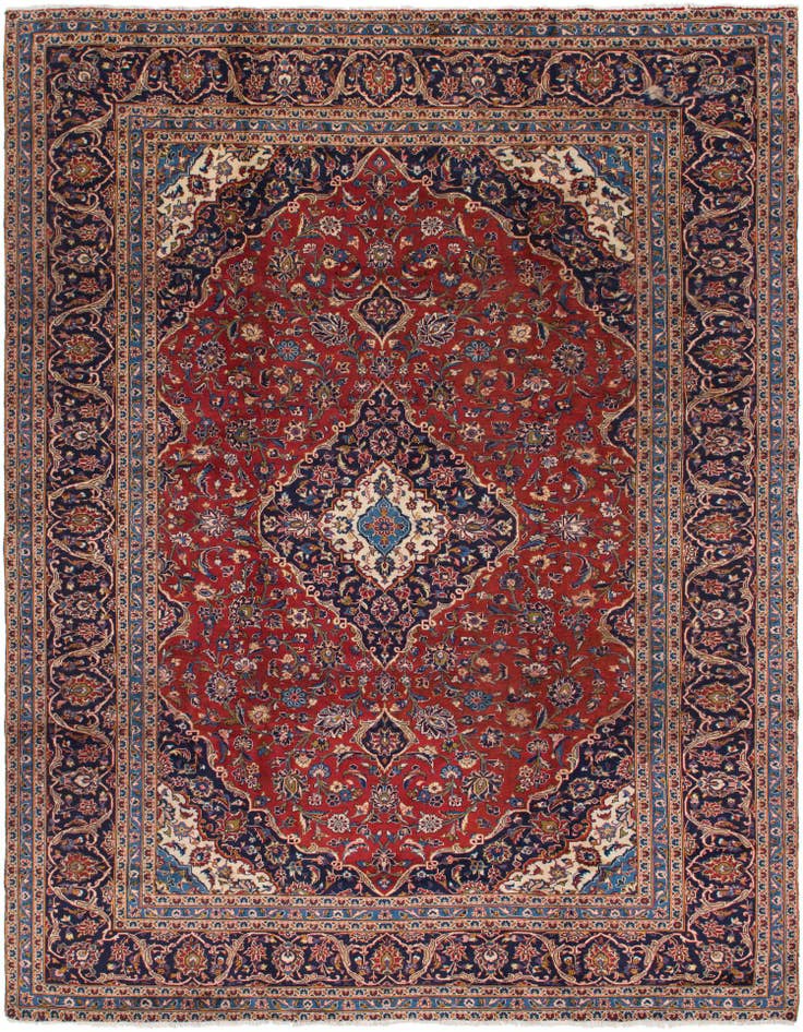 Detail image of 9' 6 x 12' 9 Hand Knotted Kashan Persian Wool Rug