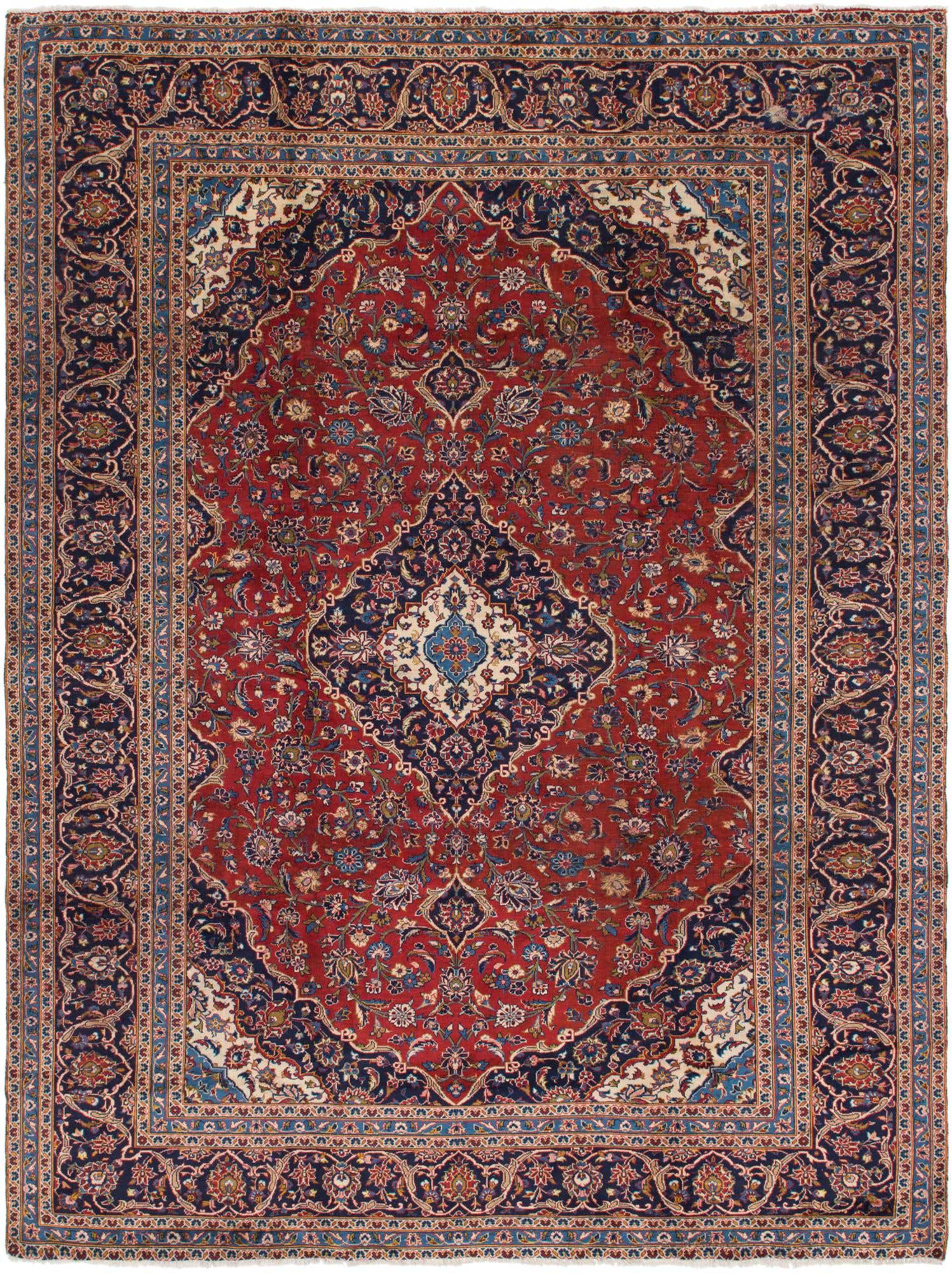 9' 6 x 12' 9 Hand Knotted Kashan Persian Wool Rug