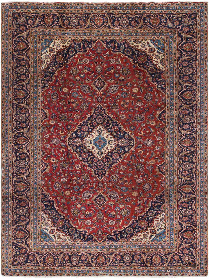 9' 6 x 12' 9 Hand Knotted Kashan Persian Wool Rug