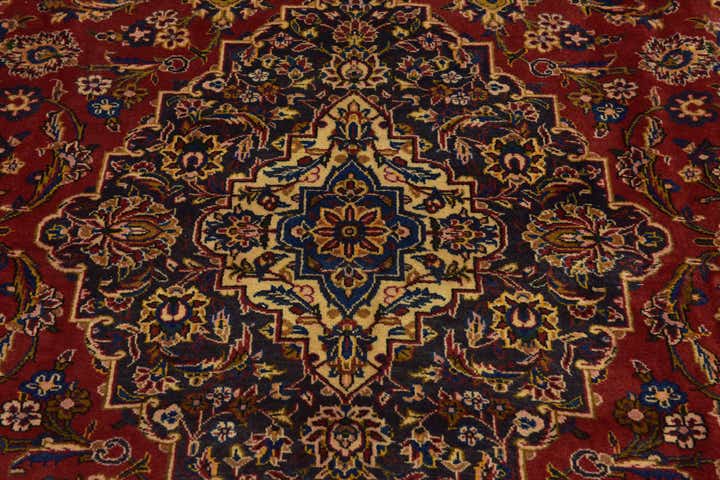 9' 7 x 12' 10 Hand Knotted Kashan Persian Wool Rug