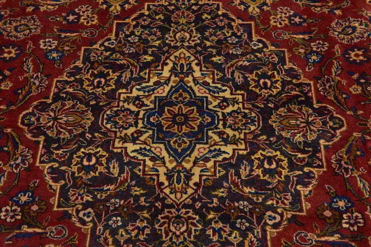 Detail image of 9' 7 x 12' 10 Hand Knotted Kashan Persian Wool Rug