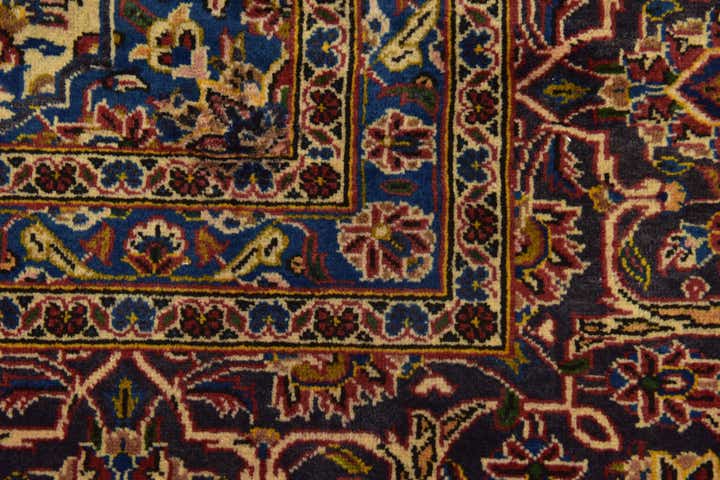 9' 7 x 12' 10 Hand Knotted Kashan Persian Wool Rug